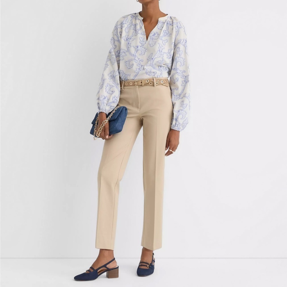 New LOFT Size 10 Riviera Slim Mid Rise Ankle Length Pants Beige Tan Soft Wheat